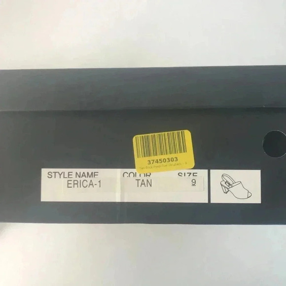 NIB!Spirit Moda Tan -Peek toe -gold back heel Chucky shoes size 9 - Picture 10 of 11